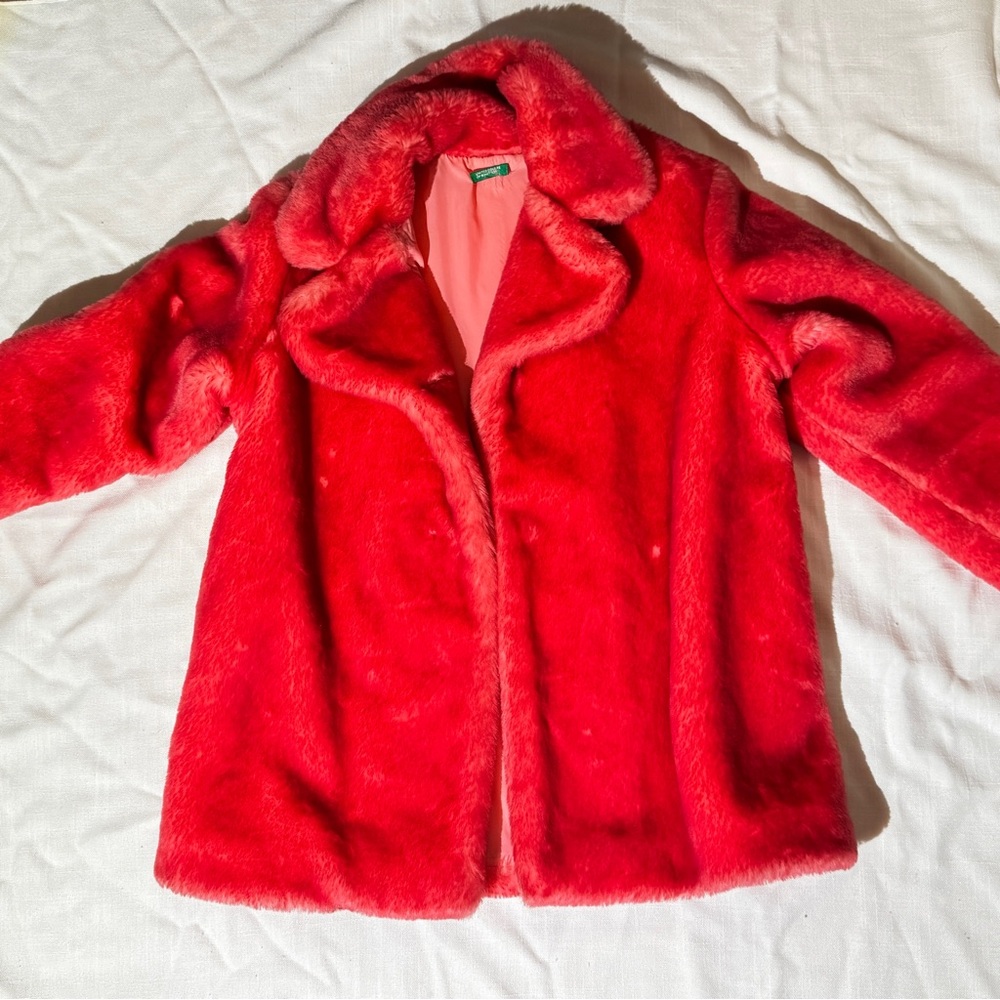 Vintage pink faux fur jacket